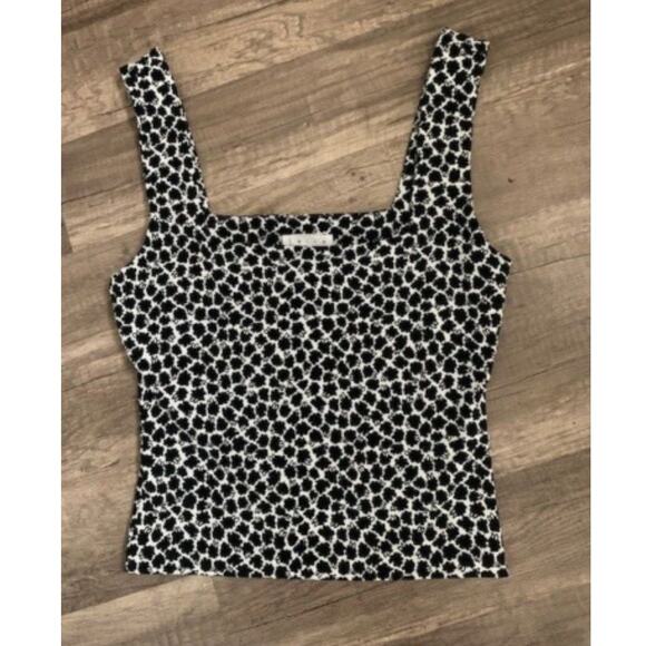 LEITH Cropped Tank Top Sleeveless black white Size Medium casual summer - Picture 3 of 3